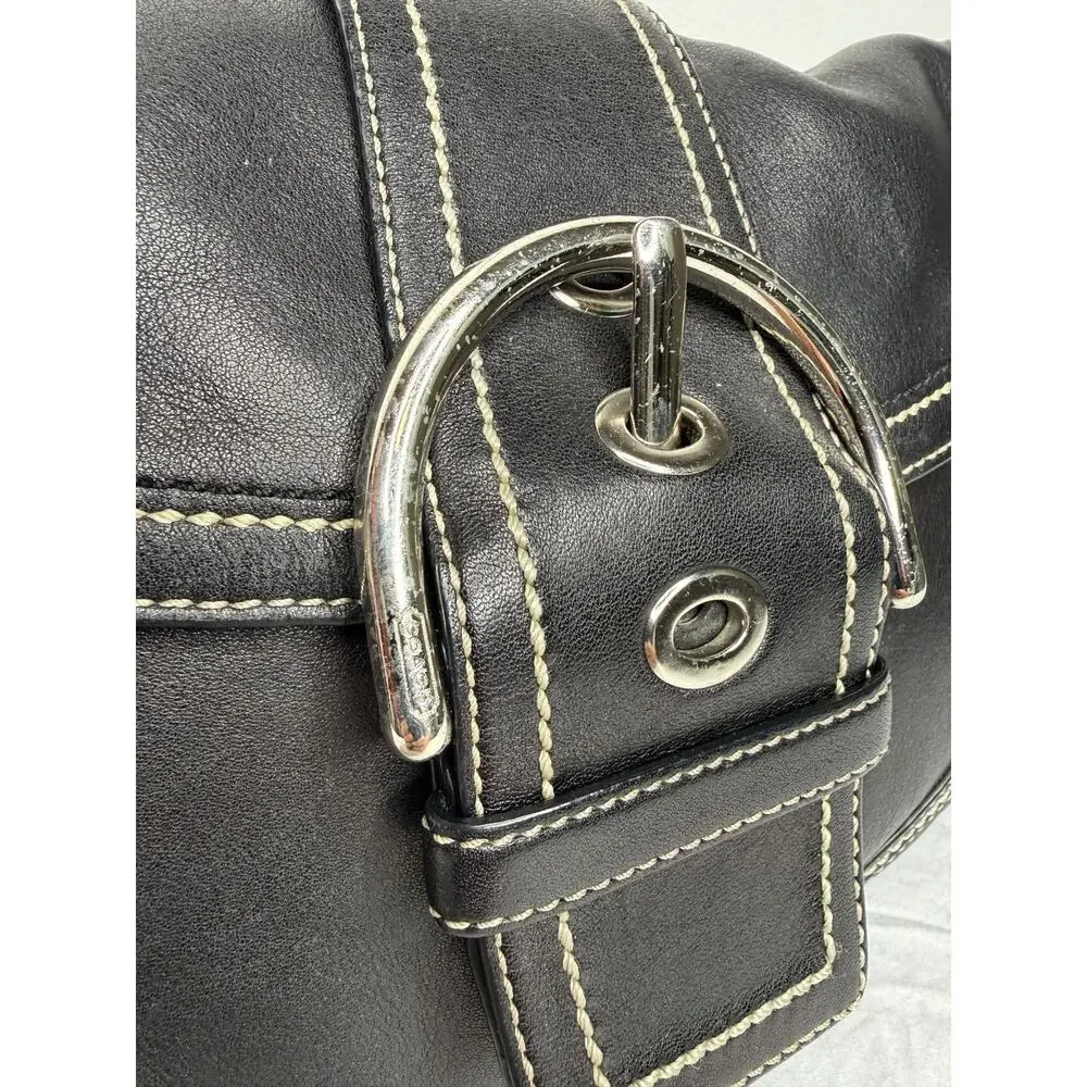 Coach Soho Flap Shoulder Bag Black Leather 10578 Y2K Vintage Shoulder Purse